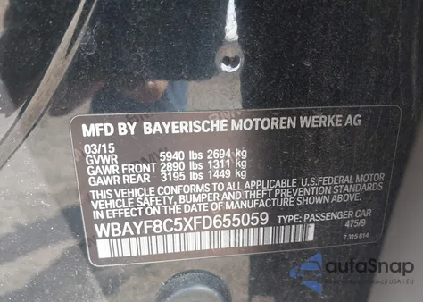 2015 BMW 750Li xDrive z USA, uszkodzony, nr VIN WBAYF8C5XFD655059